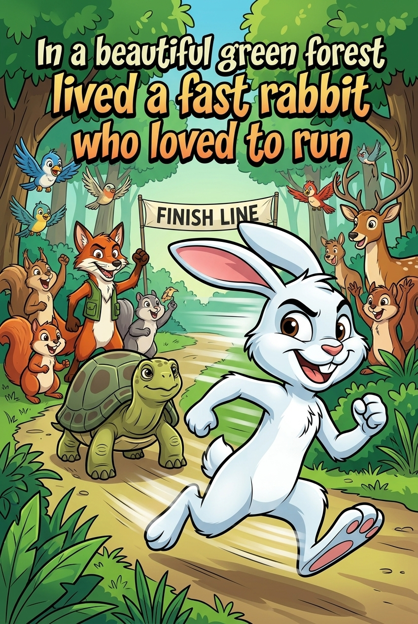 Green Rabbit Fast In a beautiful green forest lived a fast rabbit who loved to run | ComicInk