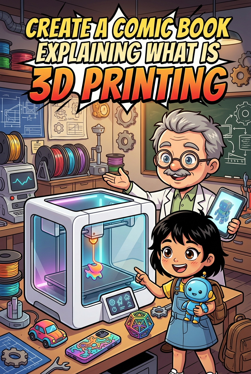 3d Rendered Comics Create a comic book explaining what is 3d printing | ComicInk